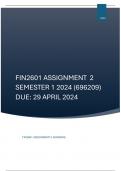 FIN2601 ASSIGNMENT 2(696209) ANSWERS, SEMESTER 1 2024