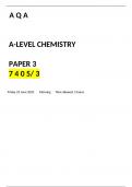 AQA A Level Chemistry paper 3 Question paper and mark scheme for June 2023