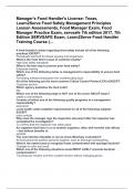 Manager's Food Handler's License- Texas&comma; Learn2Serve Food Safety Management Principles Lesson Assessments&comma; Food Manager Exam&comma; Food Manager Practice Exam&comma; servsafe 7th edition 2017&comma; 7th Edition SERVSAFE Exam&comma; Learn2Serve Food Handler Training Course 