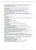 Food Manager Practice Exam Questions And Answers Solved 100&percnt; Correct&excl;&excl;