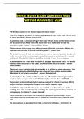 Dental Nurse Exam Questions With Verified Answers &commat; 2024