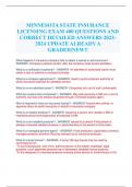 MINNESOTA STATE INSURANCE LICENSING EXAM 400 QUESTIONS AND CORRECT DETAILED ANSWERS 2023- 2024 UPDATE ALREADY A GRADED&vert;NEW&excl;&excl;
