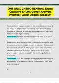 CHEMOTHERAPY CERTIFICATION Exam  Pack| Questions & 100% Correct Answers (Verified) | Latest Update | Grade A+