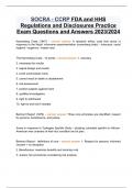 SOCRA - CCRP FDA and HHS Regulations and Disclosures Practice Exam Questions and Answers 2023/2024