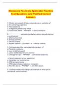 Minnesota Pesticide Applicator Practice  Test Questions And Verified Correct  Answers