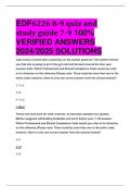 BEST REVIEW EDF6226 8-9 quiz and study guide 7-9 100&percnt;  VERIFIED ANSWERS  2024&sol;2025 SOLUTIONS