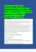 Contracting Officer Unlimited Warrant Board 100% VERIFIED ANSWERS  2024/2025 CORRECT  ALREADY PASSED