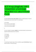 BEST ANSWERS ACT Prep (English) 100%  VERIFIED ANSWERS  2024/2025 GUARANTEED  PASS