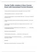 Florida Traffic violation 4 Hour Course Exam with Guaranteed Correct Answers