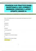 PEARSON VUE PRACTICE EXAM |  QUESTIONS & 100% CORRECT  ANSWERS (VERIFIED) | LATEST  UPDATE | GRADE A+ 