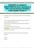 PROPERTY & CASUALTY  QUESTIONS GA Exam | Questions &  100% Correct Answers (Verified) |  Latest Update | Grade A+ 