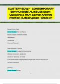SLATTERY EXAM 1: CONTEMPORARY  ENVIRONMENTAL ISSUES Exam |  Questions & 100% Correct Answers  (Verified) | Latest Update | Grade A+
