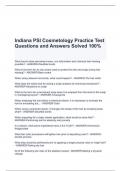 Indiana PSI Cosmetology Practice Test Questions and Answers Solved 100%