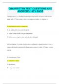 CNA WRITTEN TEST QUESTIONS AND ANSWERS 100% PASS