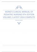 WONG'S CLINICAL MANUAL OF PEDIATRIC NURSING 9TH EDITION VOLUME 2 LATEST 2024 COMPLETE