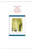 Applied Linear Statistical Models 5th Edition Student  Solutions Manual by Michael H. Kutner and Christopher J. Nachtsheim and William Li