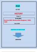 AQA  GCSE  HISTORY  Paper 2  8145/2B/D Section B/D: Restoration England, 1660– 1685 J||QUESTIONS & MARKING SCHEME MERGED||