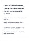BARBER PRACTICE STATE BOARD  EXAM LATEST 2024 (QUESTION AND  CORRECT ANSWERS ). ALREADY  GRADED A+