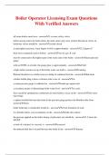 Boiler Operator Licensing Exam Questions With Verified Answers