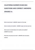 CALIFORNIA BARBER EXAM 2024  QUESTIONS AND CORRECT ANSWERS&period; GRADED A&plus;