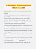 ALMS Anatomy & Physiology Pretest 100&percnt; Solved 2024