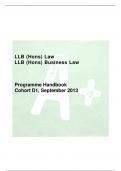 LLB (Hons) Law LLB (Hons) Business Law Programme Handbook Cohort D1, September 2013