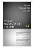 OTE2601 Assignment 02 Due 2024. 100%  pass guaranteed.