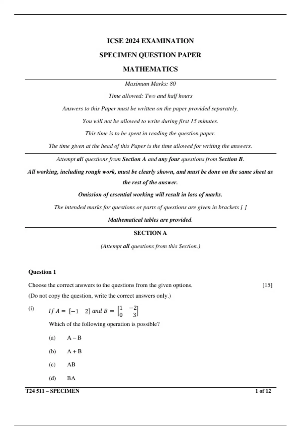 Icse Math Pyq Maths ICSE sample practice questions - Mathematics - Stuvia US