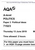 AQA A-level POLITICS Paper 3 Political ideas 7152/3 Thursday 11 June 2020    A     A-level POLITICS Paper 3 Political Ideas 7152/3