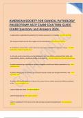 AMERICAN SOCIETY FOR CLINICAL PATHOLOGY PHLEBOTOMY ASCP EXAM SOLUTION GUIDE  EXAM Questions and Answers 2024.