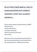 PN ATI PROCTORED MENTAL HEALTH  EXAM QUESTIONS WITH CORRECT  ANSWERS LATEST 2024 ALREADY  GRADED A+