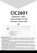 CIC2601 Assignment 1 (QUIZ ANSWERS) 2024 - DISTINCTION GUARANTEED