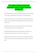 FFA Dairy Foods Exam Test  Questions with Correct Answers  Graded A+ 