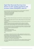 High-Risk Neonatal Nursing Care&comma; &lpar;Exam-3&rpar; with verified questions and answers latest 2024&vert;&vert;2025 rated A&plus; 