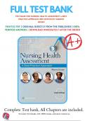 Test Bank For Nursing Health Assessment A Best Practice Approach 3rd Edition by Sharon Jensen | 2018/2019| 9781496349170| Chapter 1-30 | Complete Questions and Answers A+ULTIMATE GUIDE Newest Version 2024