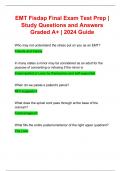 EMT Fisdap Final Exam Test Prep | Study Questions and Answers Graded A+ | 2024 Guide