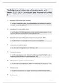 Civil rights and other social movements unit exam 20232024 Questions and Answers Graded A