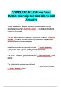 COMPLETE 6th Edition Basic IAHSS Training 338 Questions and Answers 