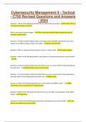 Cybersecurity Management II - Tactical - C795 Revised Questions and Answers &sol; 2024