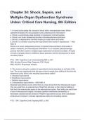 Test Bank for Medical-Surgical Nursing 8th Edition  Shock, Sepsis, and Multiple-Organ Dysfunction Syndrome Urden: Critical Care Nursing 8th Edition Questions and Answers (A+ GRADED 100% VERIFIED)