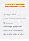 Computer Skills Placement Exam Questions and Answers 100&percnt; Pass