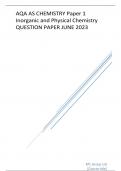 AQA AS CHEMISTRY Paper 1 Inorganic and Physical Chemistry QUESTION PAPER JUNE 2023