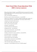 State Farm Policy Exam Questions With 100&percnt; Correct Answers