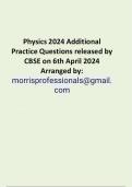 Physics 2024 Additional Practice Questions released by CBSE on 6th April 2024 