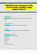 ONS&sol;ONCC Exam &vert; Questions & 100&percnt;  Correct Answers &lpar;Verified&rpar; &vert; Latest  Update &vert; Grade A&plus;