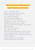 WGU C214 Financial Management Exam Questions and Answers