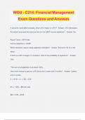 WGU - C214: Financial Management Exam Questions and Answers