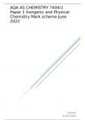 AQA AS CHEMISTRY  Paper 1 Inorganic and Physical Chemistry Mark scheme June 2022       