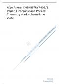 AQA A-level CHEMISTRY  Paper 1 Inorganic and Physical Chemistry Mark scheme June 2023