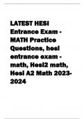 LATEST HESI  Entrance Exam -  MATH Practice  Questions&comma; hesi  entrance exam - math&comma; Hesi2 math&comma;  Hesi A2 Math 2023- 2024